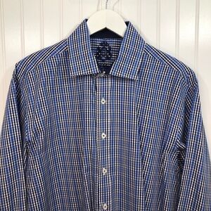 English Laundry Men's Plaid Blue Dress Shirt 16.5